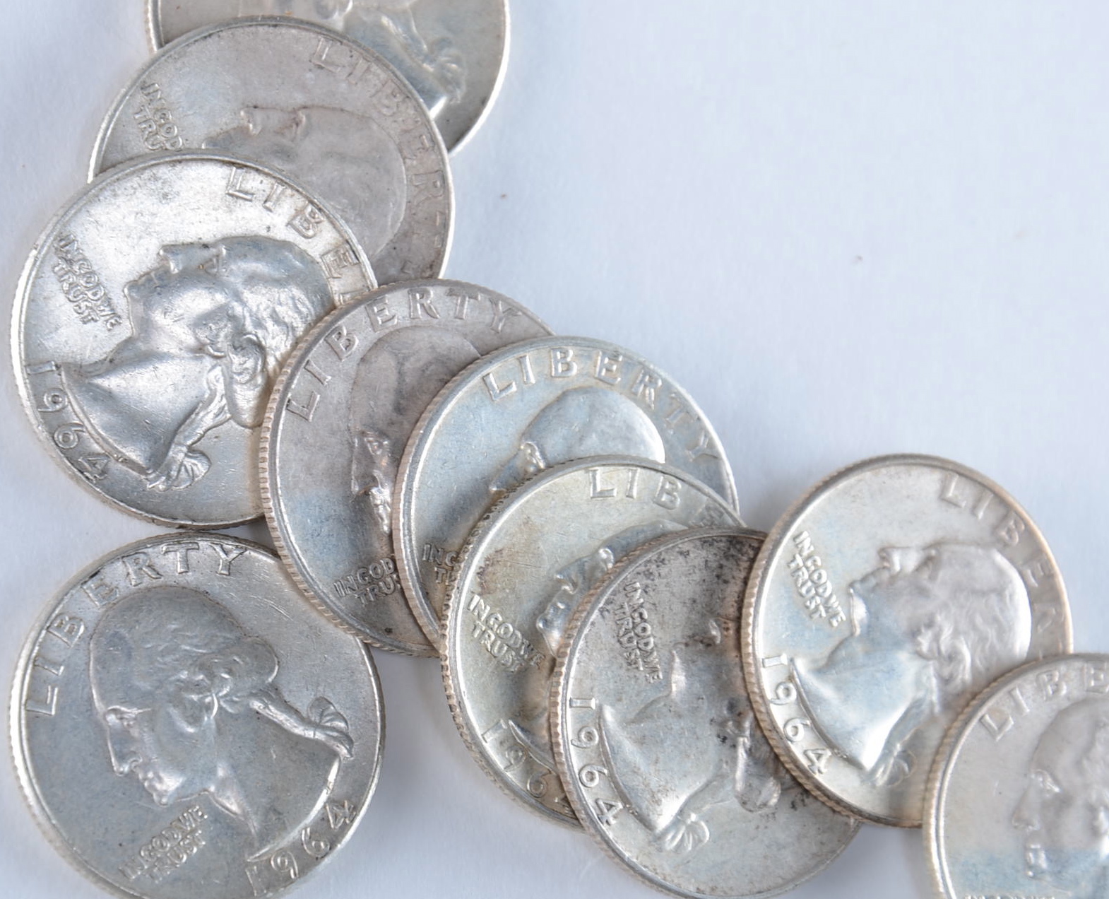 Group of (10) George Washington silver quarters including the following: 1962 D, (3) 1963 D, (3) 1964, and (3) 1964 D