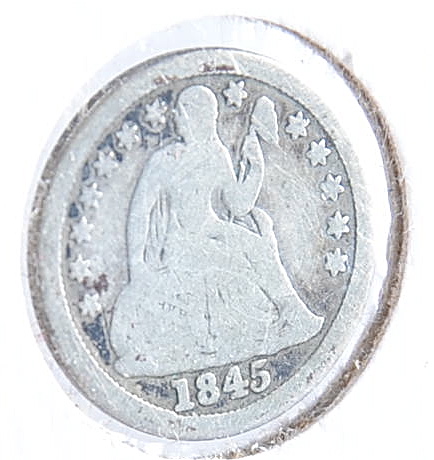 1845 Liberty Seated silver dime