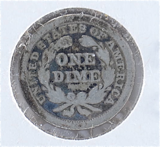 1845 Liberty Seated silver dime