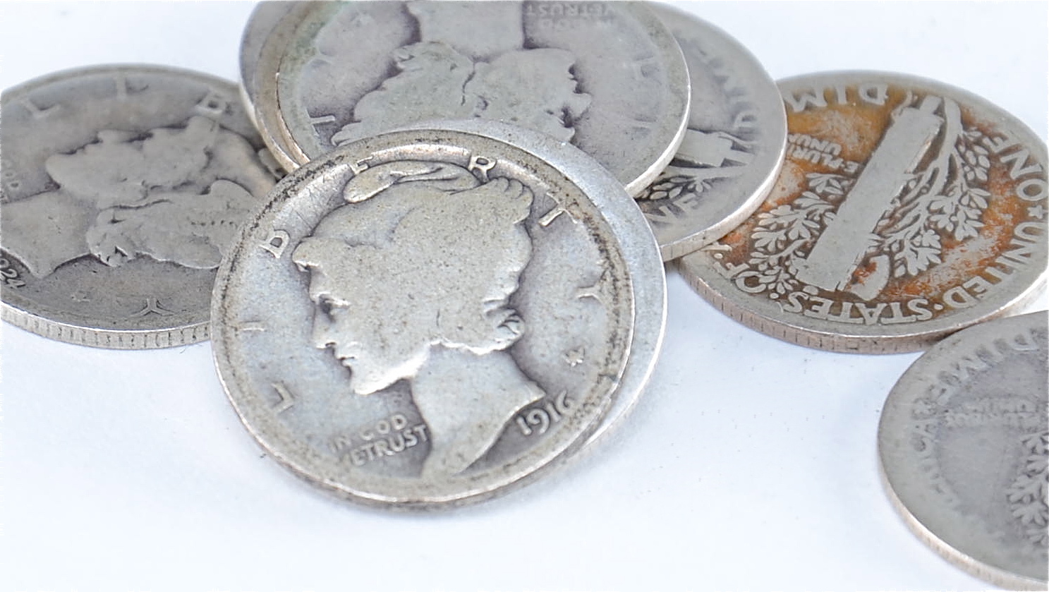 Group of (20) silver Mercury dimes including the following: 1916, 1916 S, 1917, 1917 D, 1917 S, 1918, 1918 D, 1918 S, 1919, 1919 D, 1919 S, 1920, 1920 D, 1920 S, 1923, 1924, 1924 D, 1924 S, 1925, and 1925 S