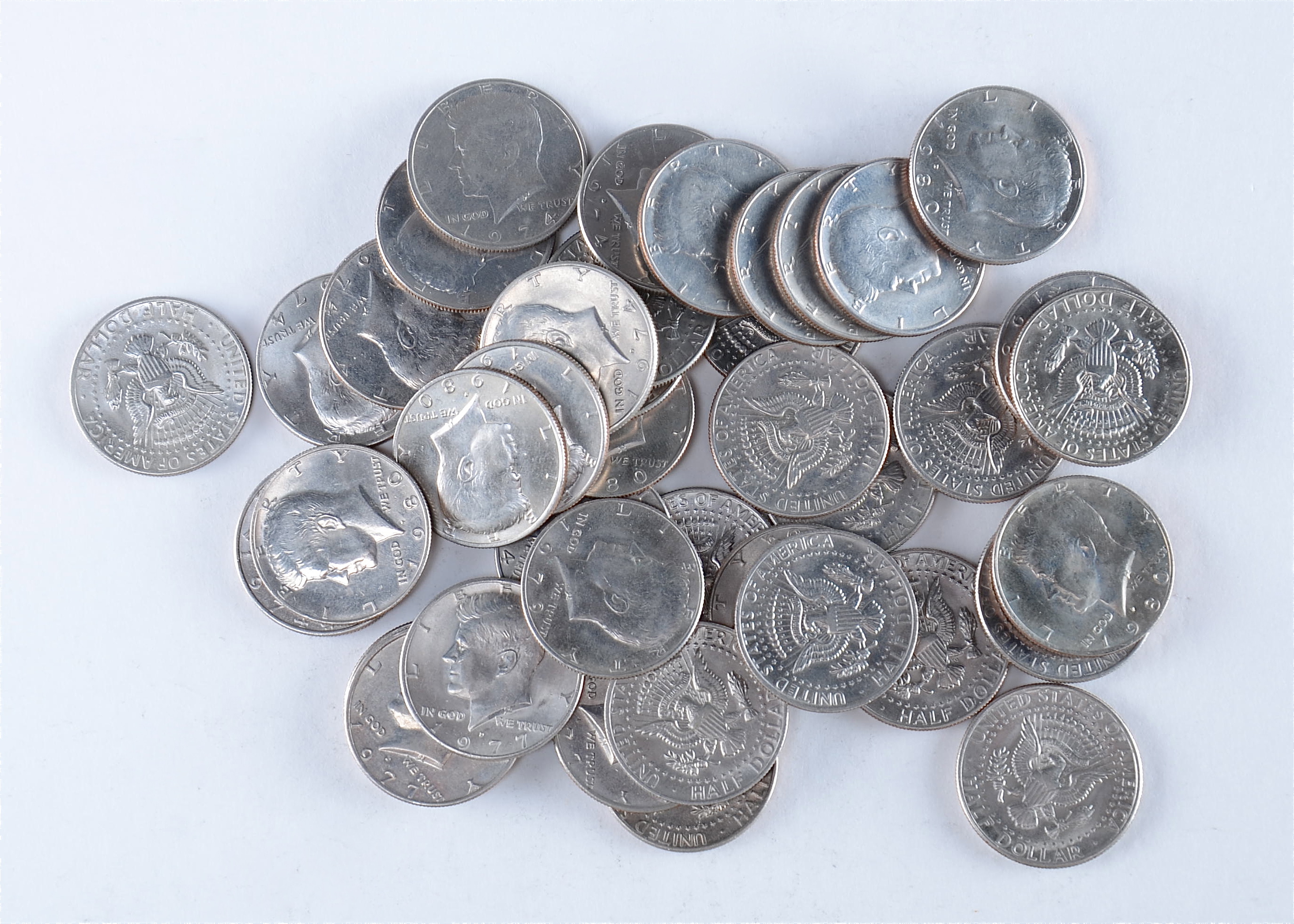 Group of (40) JFK Half dollars including the following: (7) 1974, (10) 1974 D, (4) 1977 D, (6) 1979, (2) 1979 D, (6) 1980, (3) 1980 D, and (2) 1981 D