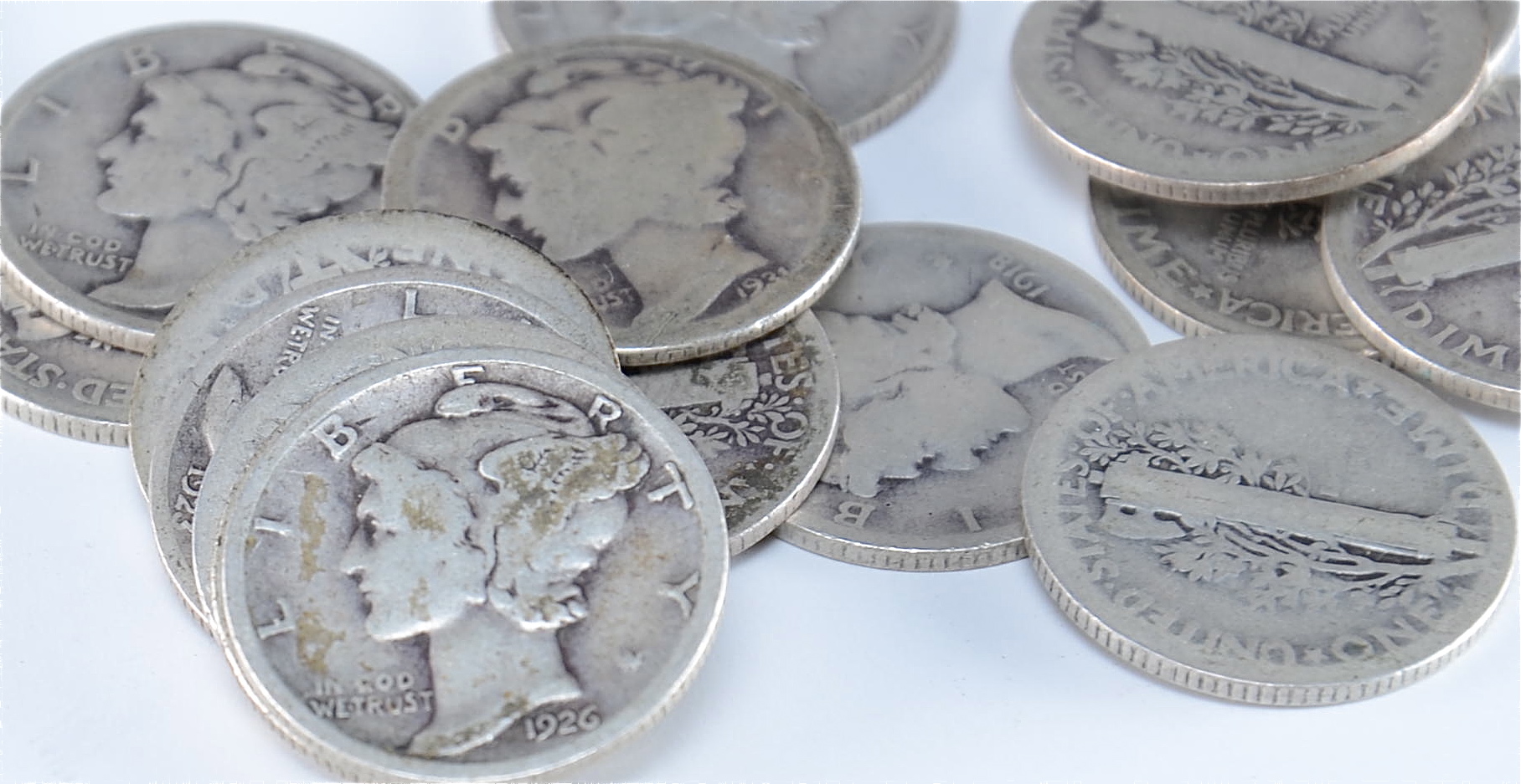 Group of (20) silver Mercury dimes including the following: 1916, 1917, 1918, 1918 D, 1918 S, 1919, 1920, 1920 D, 1923, 1924, 1925, 1926, 1927, 1928, 1929, 1929 D, 1929 S, 1930, 1931, and 1931 S