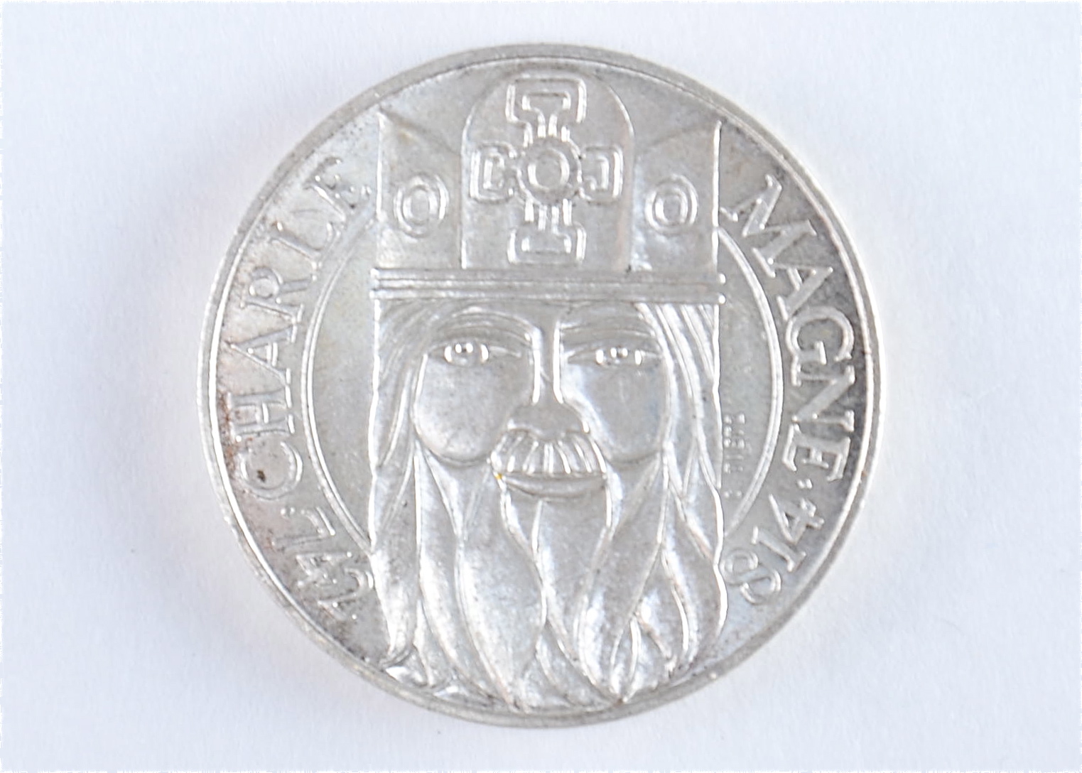 1990 100 Franc silver Charlemagne commemorative coin