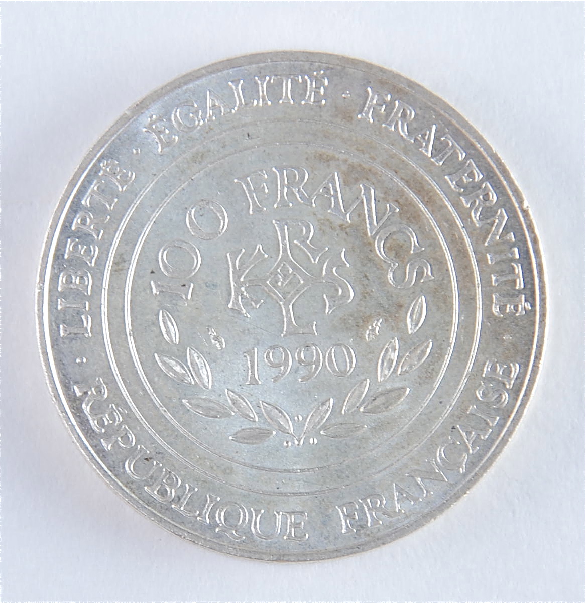 1990 100 Franc silver Charlemagne commemorative coin