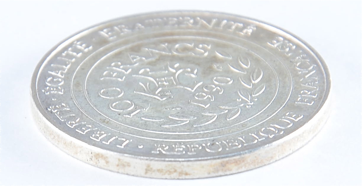 1990 100 Franc silver Charlemagne commemorative coin