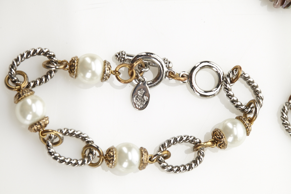 Lot of costume jewelry and dainty floral dresser tray