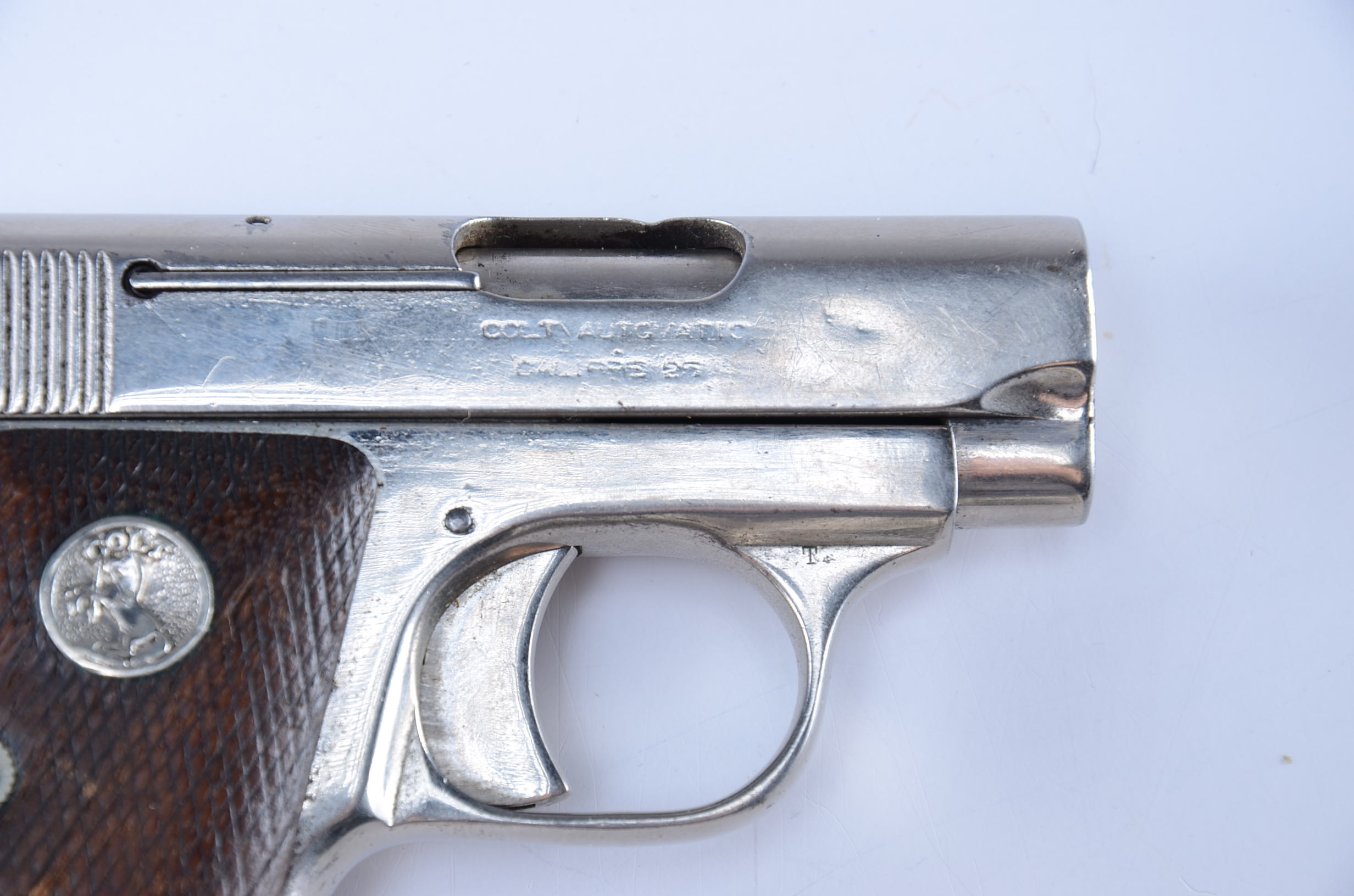 COLT Automatic - Nickel Plated .25 Calibre Hamerless Semi-Auto Pistol