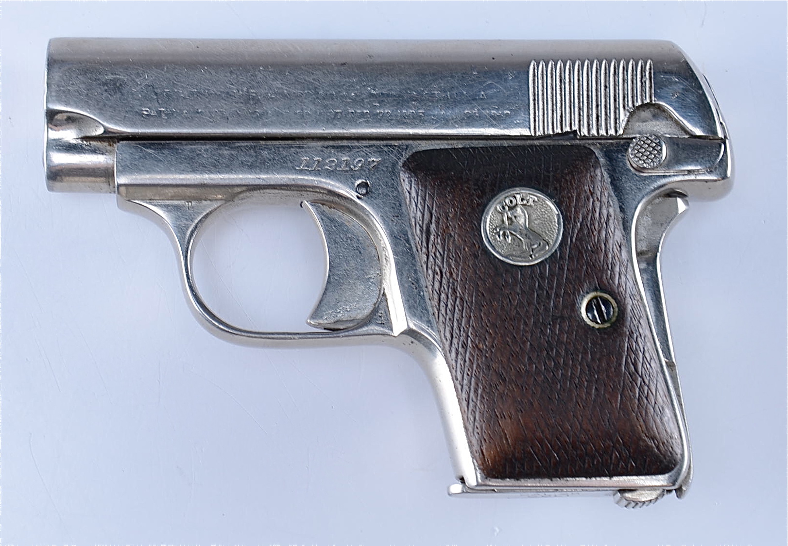 COLT Automatic - Nickel Plated .25 Calibre Hamerless Semi-Auto Pistol