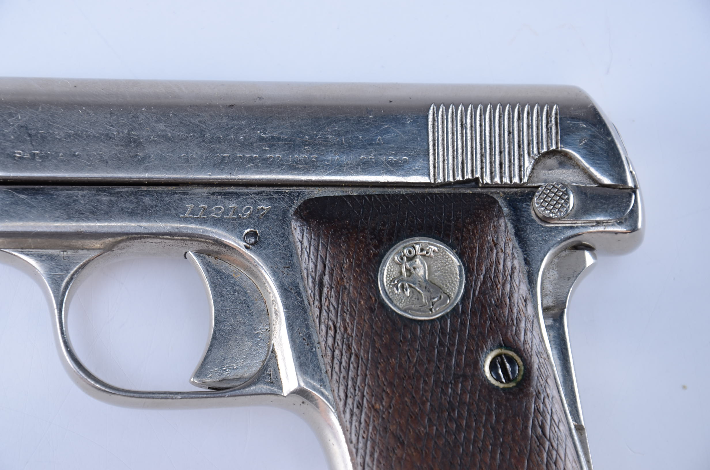 COLT Automatic - Nickel Plated .25 Calibre Hamerless Semi-Auto Pistol