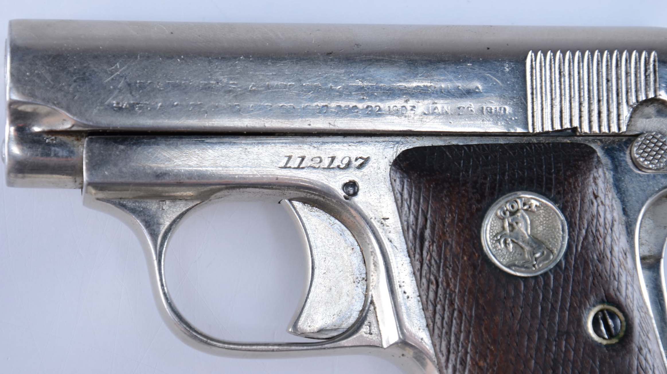COLT Automatic - Nickel Plated .25 Calibre Hamerless Semi-Auto Pistol