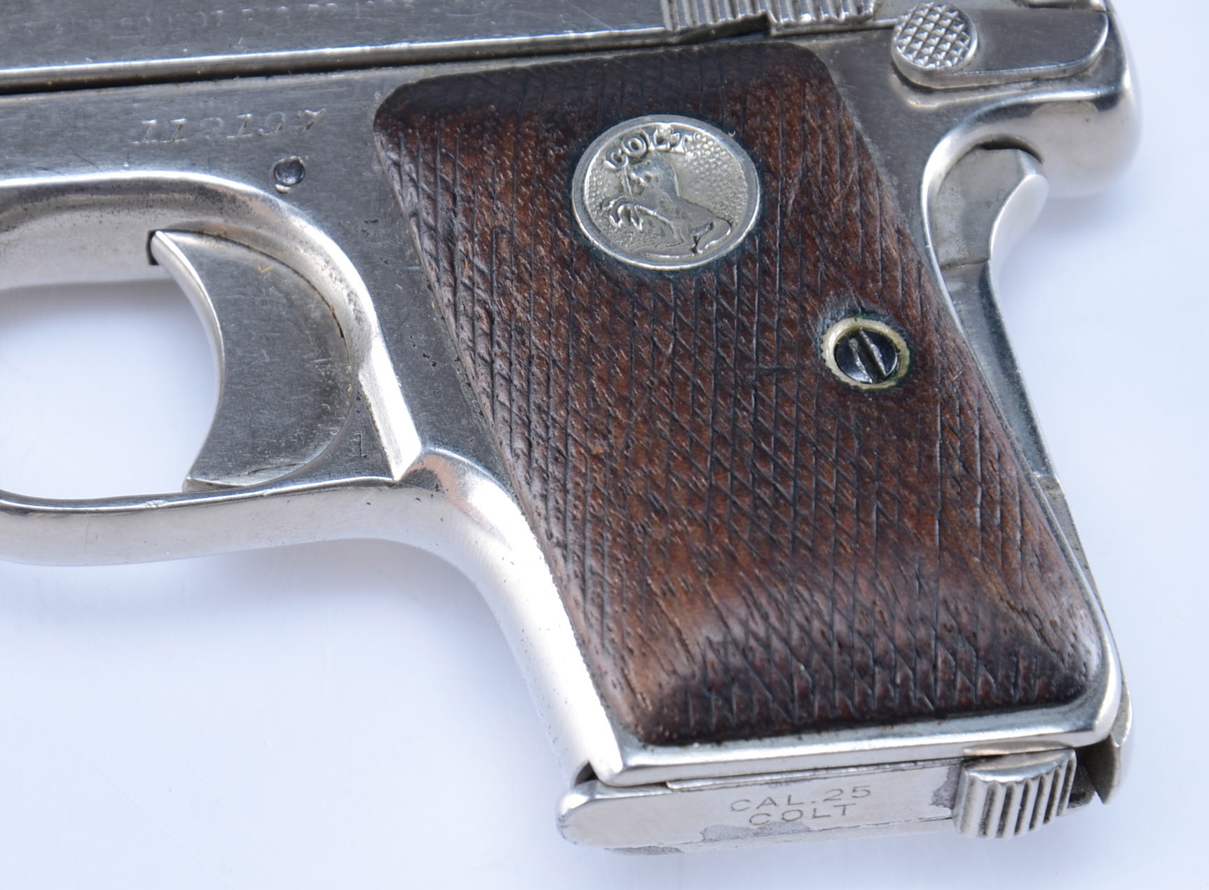 COLT Automatic - Nickel Plated .25 Calibre Hamerless Semi-Auto Pistol