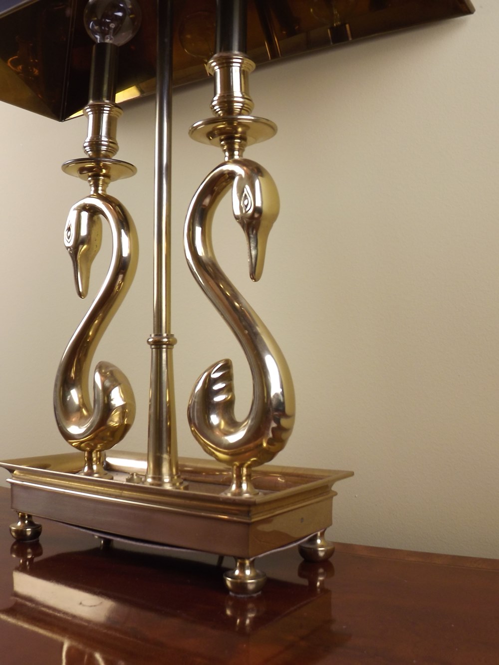 Solid Brass Swan Candlestick Style Table Lamp