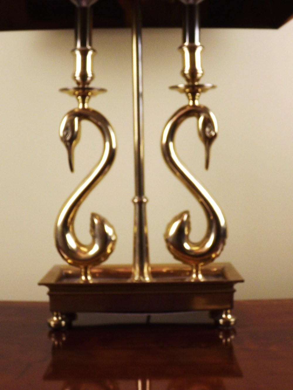 Solid Brass Swan Candlestick Style Table Lamp