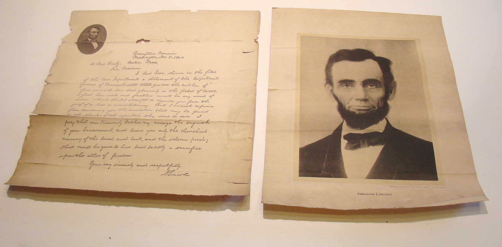 President Abraham Lincoln's letter to Mrs. Bixby.