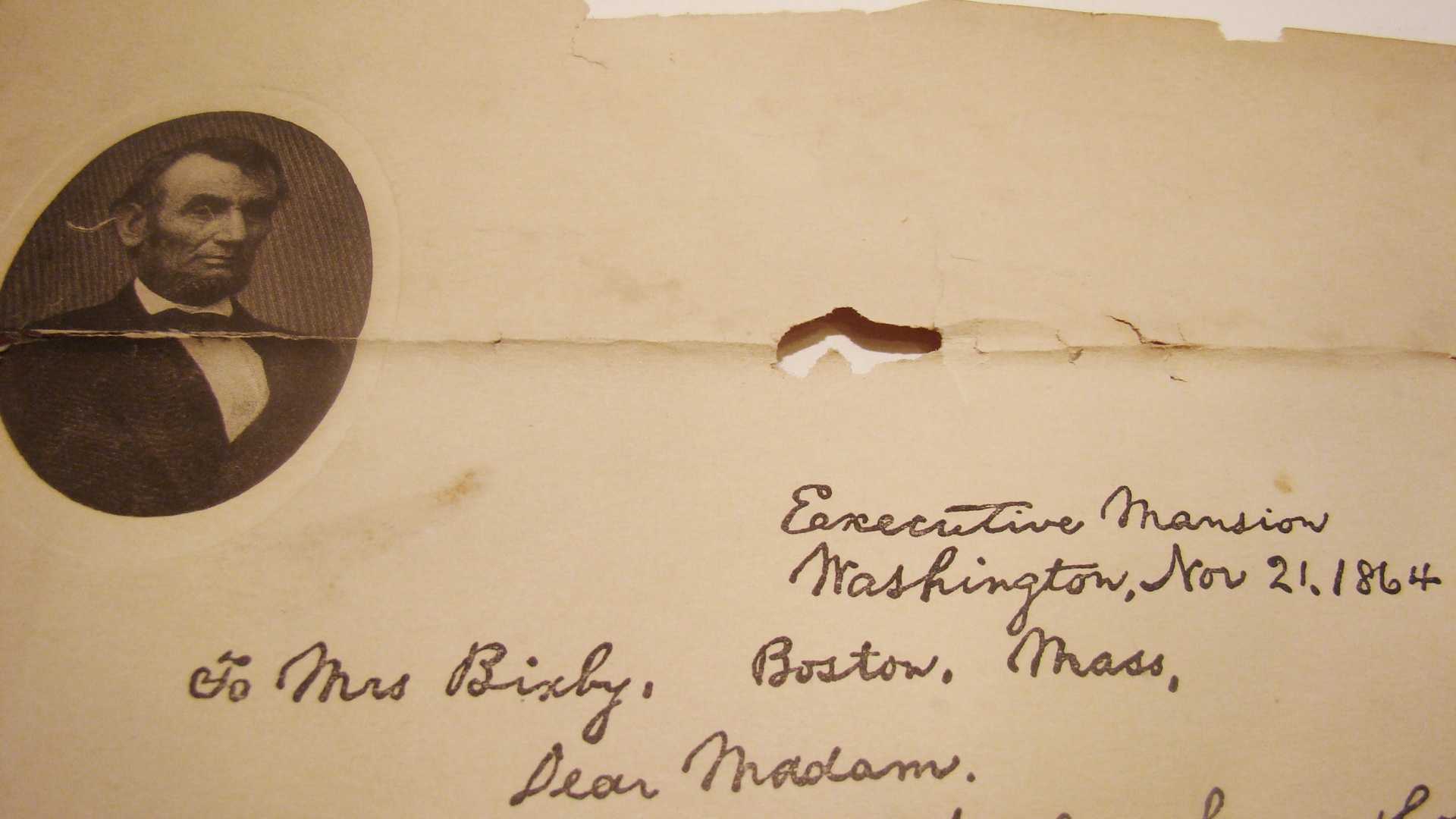 President Abraham Lincoln's letter to Mrs. Bixby.