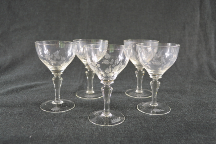 Collection of Vintage Etched Glasses