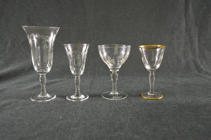 Collection of Vintage Etched Glasses