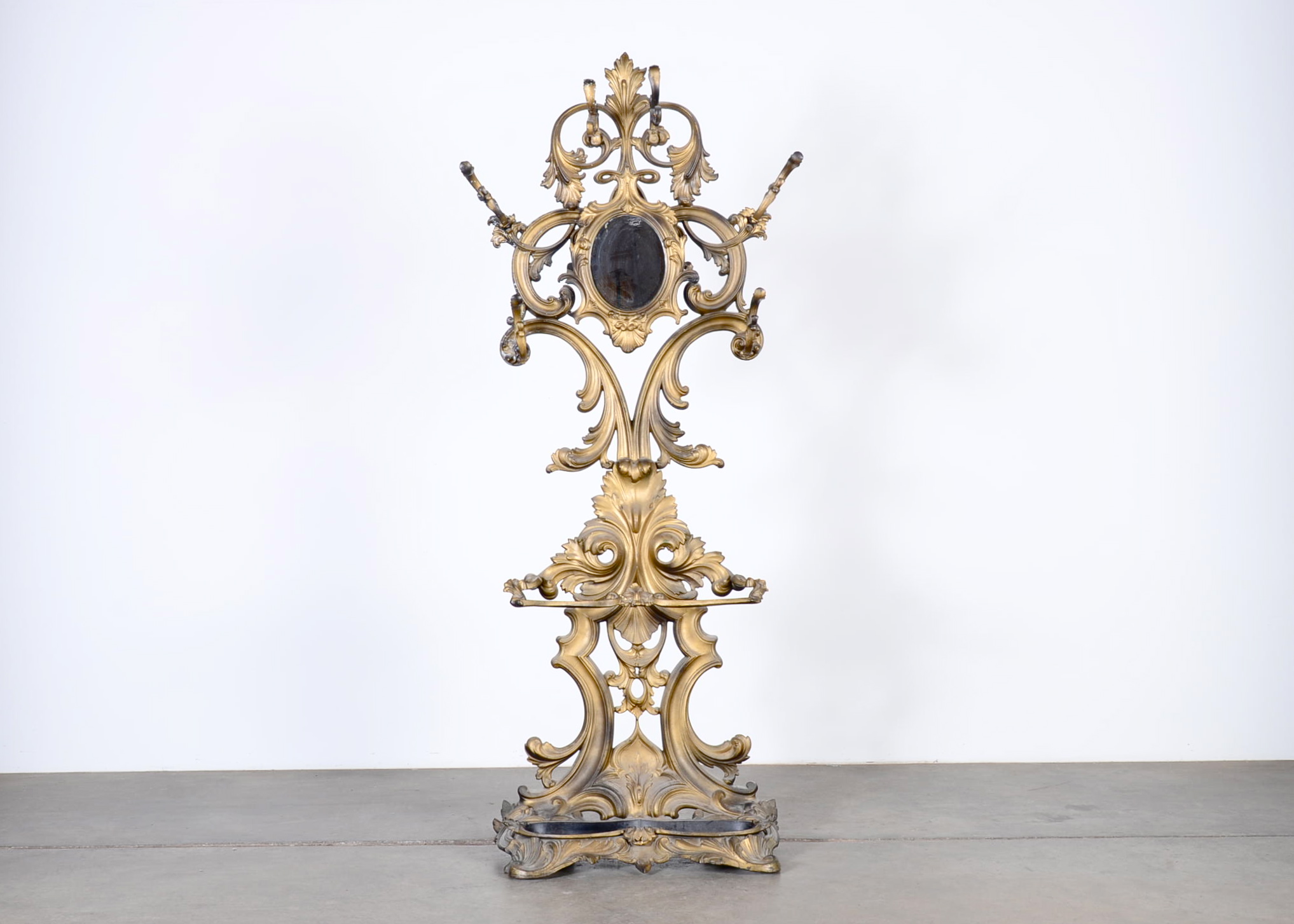 Victorian Cast Iron Hall Tree With Umbrella Stand 