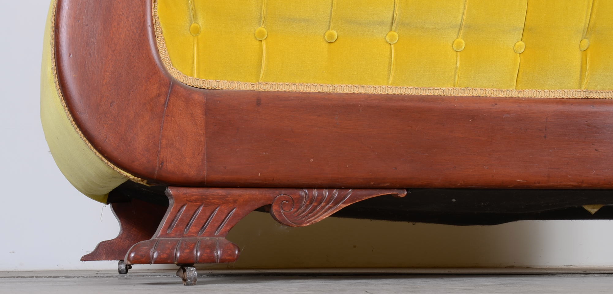 Stunning Victorian Sofa with Citrine Crush Velvet Upholstery