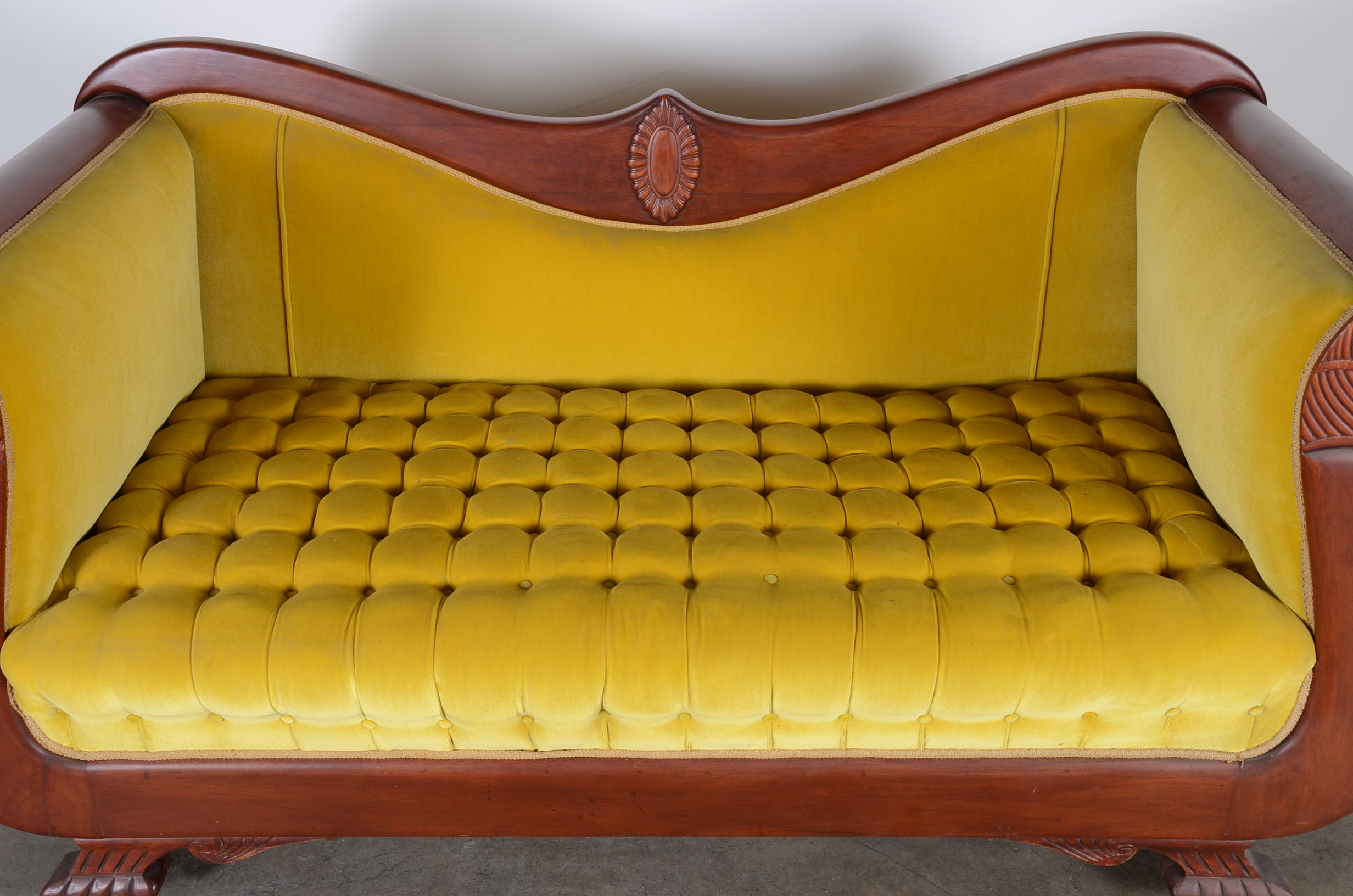 Stunning Victorian Sofa with Citrine Crush Velvet Upholstery