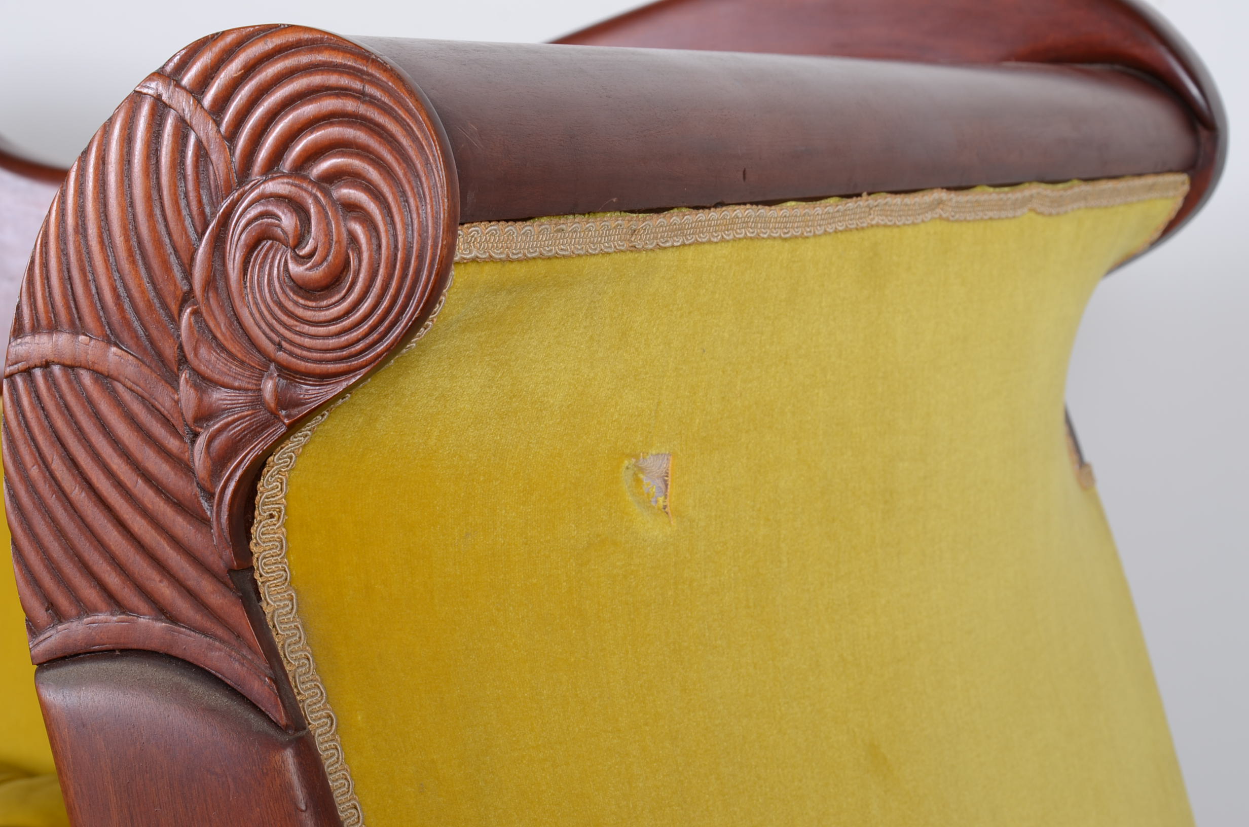 Stunning Victorian Sofa with Citrine Crush Velvet Upholstery