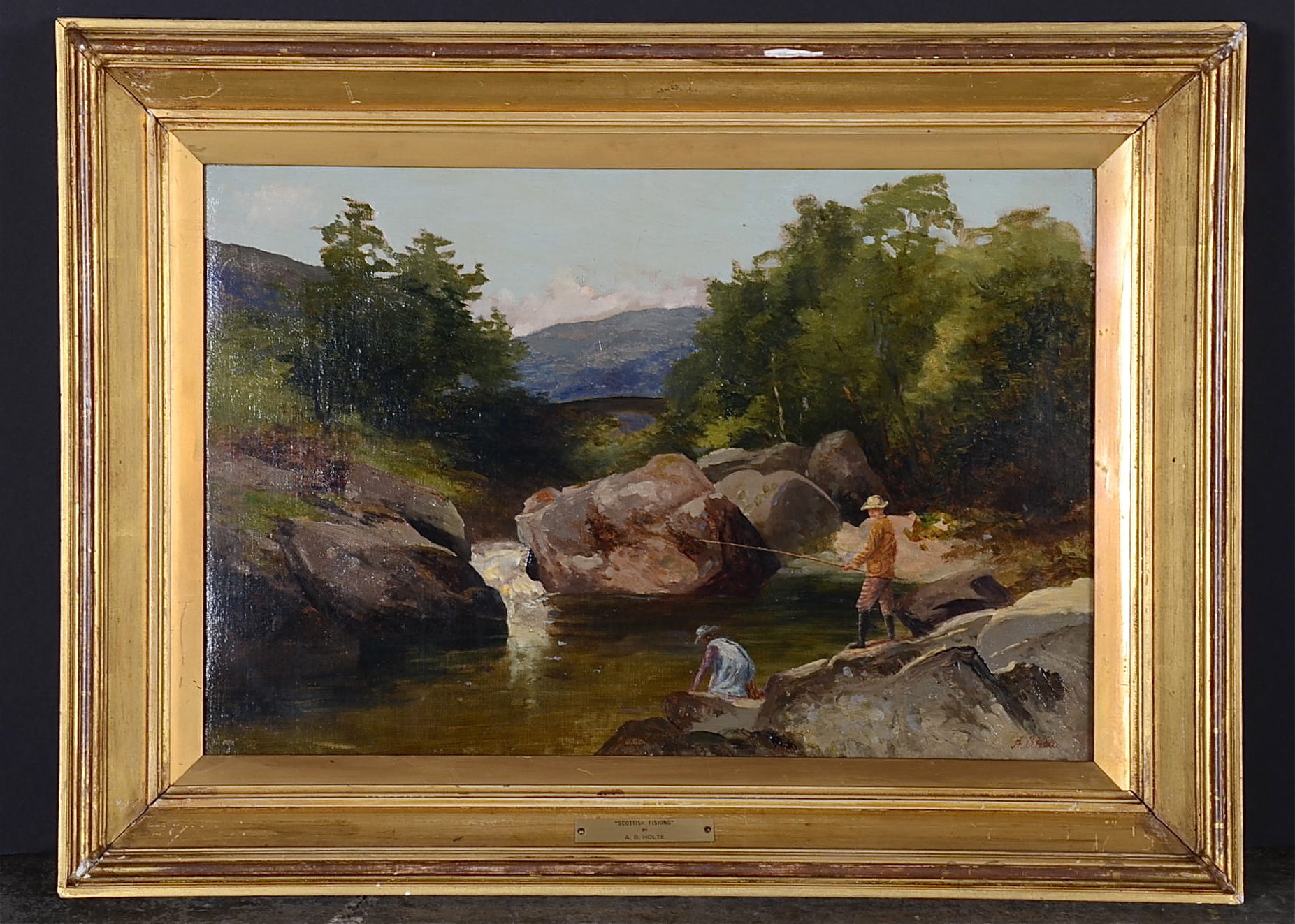 Original A.B. Holte Painting "Scottish Fishing"