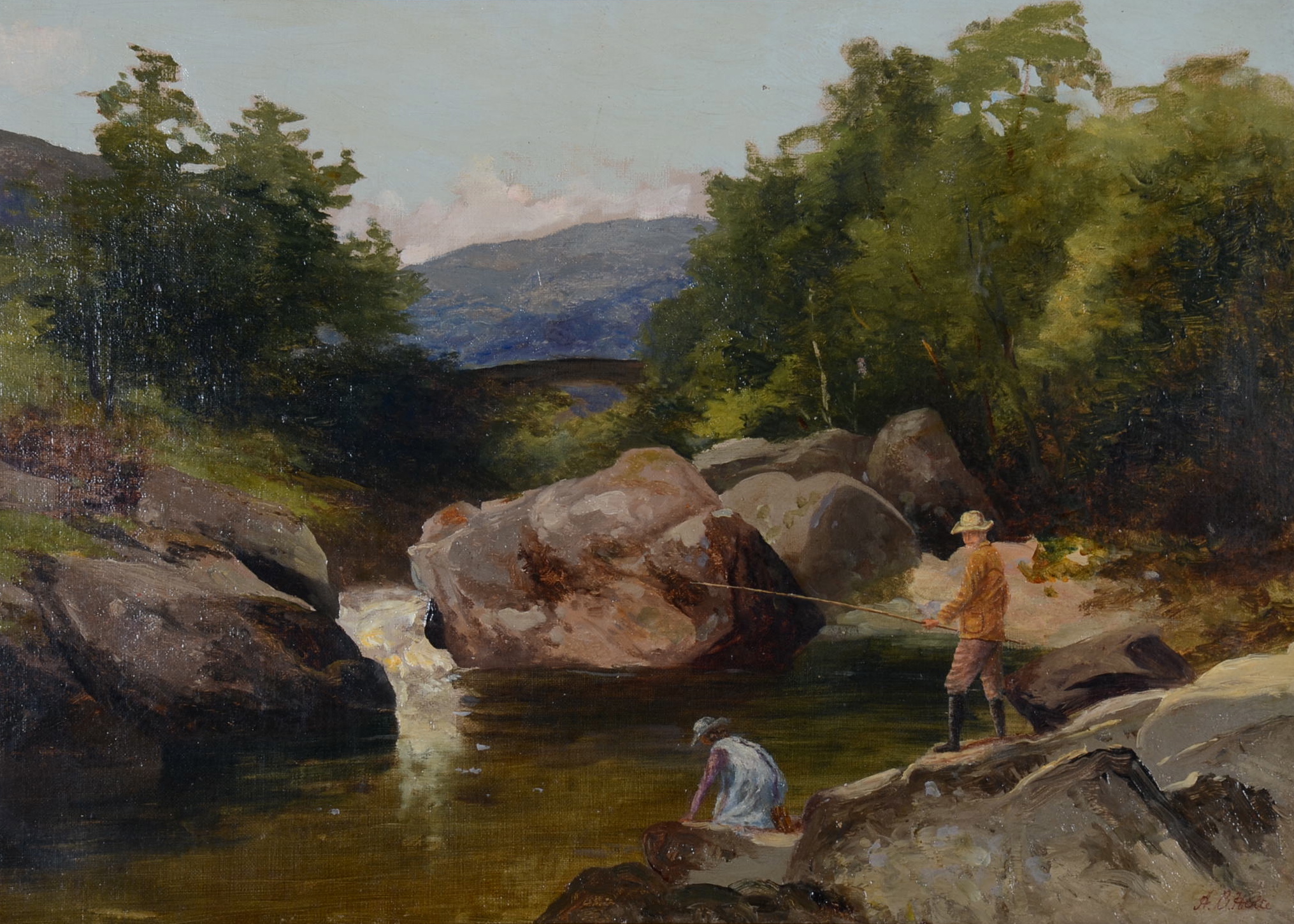 Original A.B. Holte Painting "Scottish Fishing"