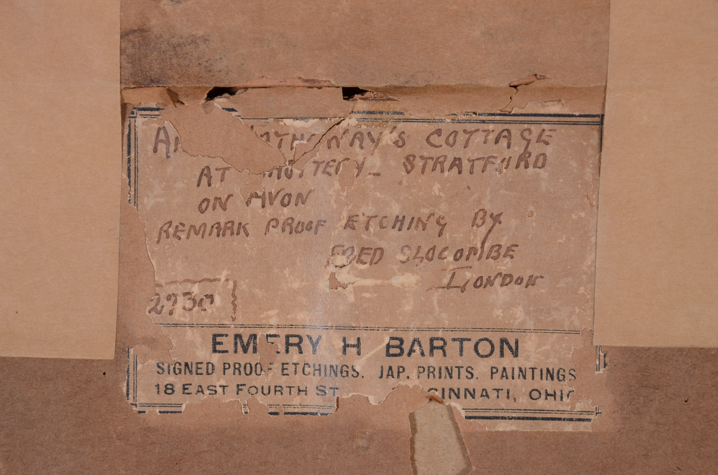 Framed and Matted Signed Remark Proof Etching by Fred Slocombe