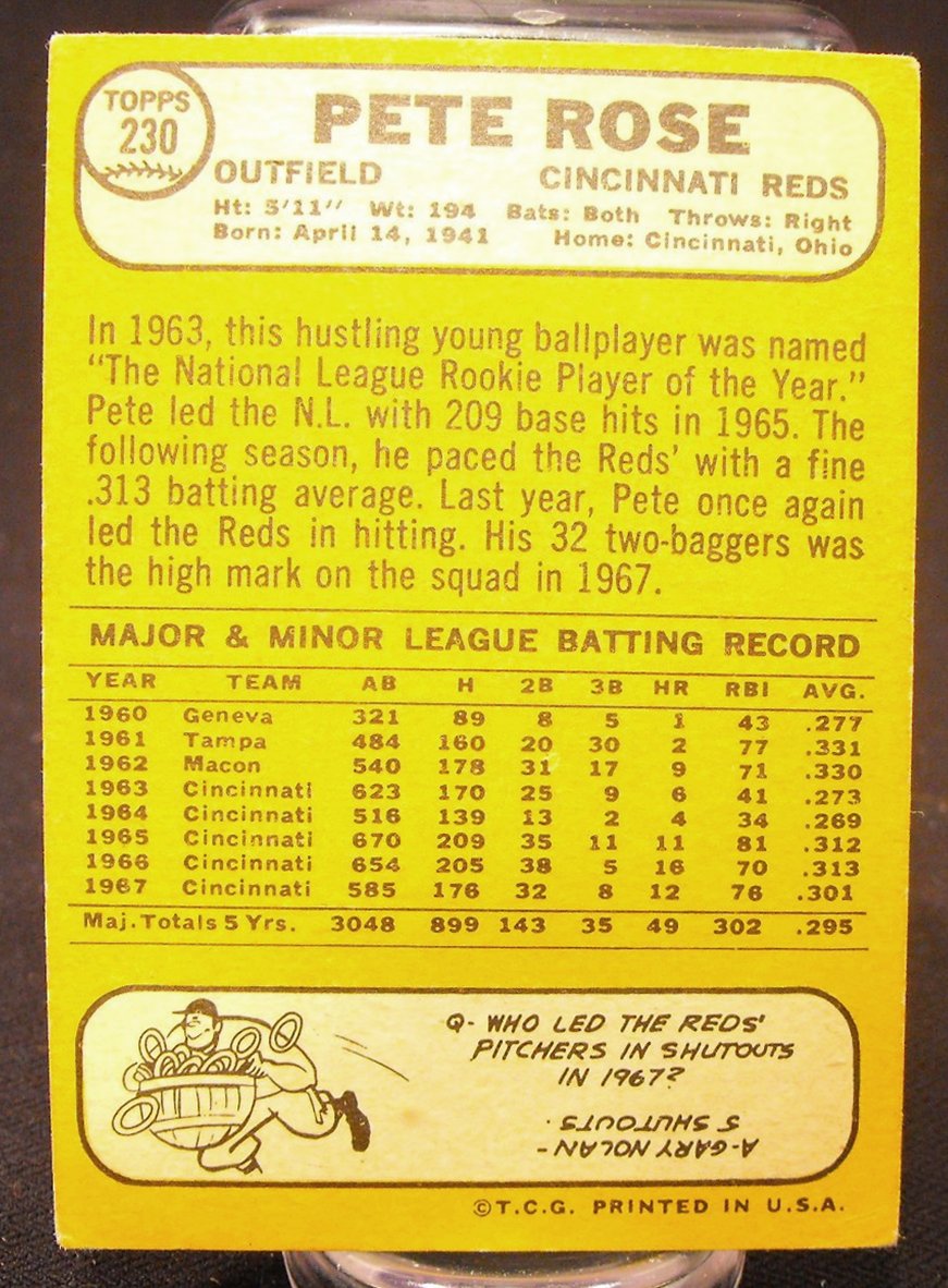 1967 & 1968 Pete Rose Topps Baseball Cards