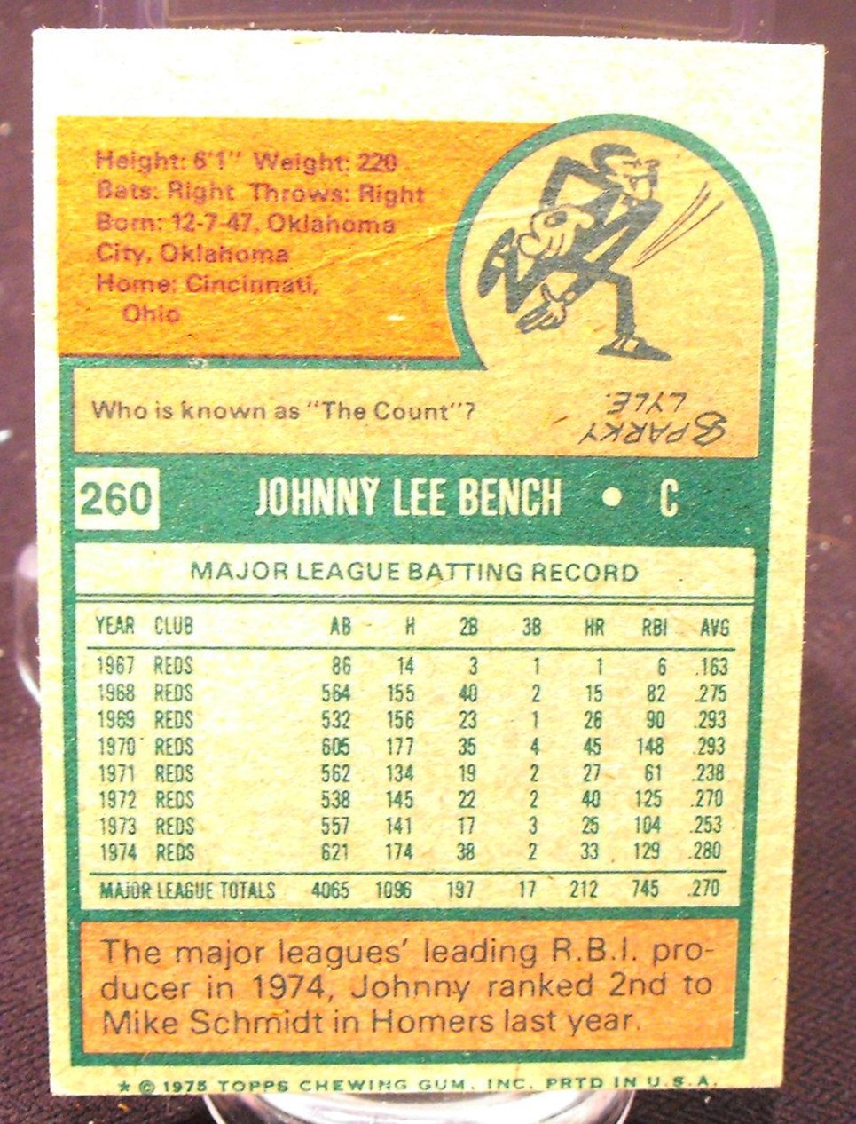 HOF 1970 & 1975 (Mini) Johnny Bench Topps Baseball Cards
