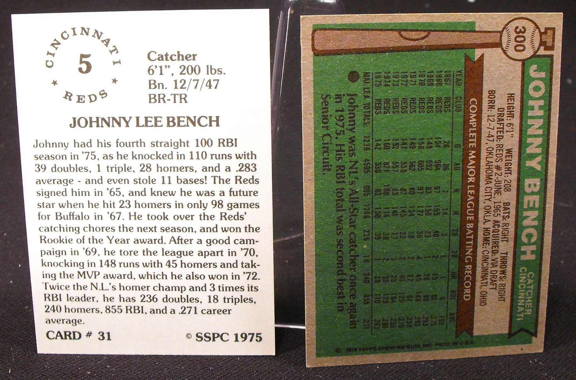 Vintage Johnny Bench Topps Baseball Cards