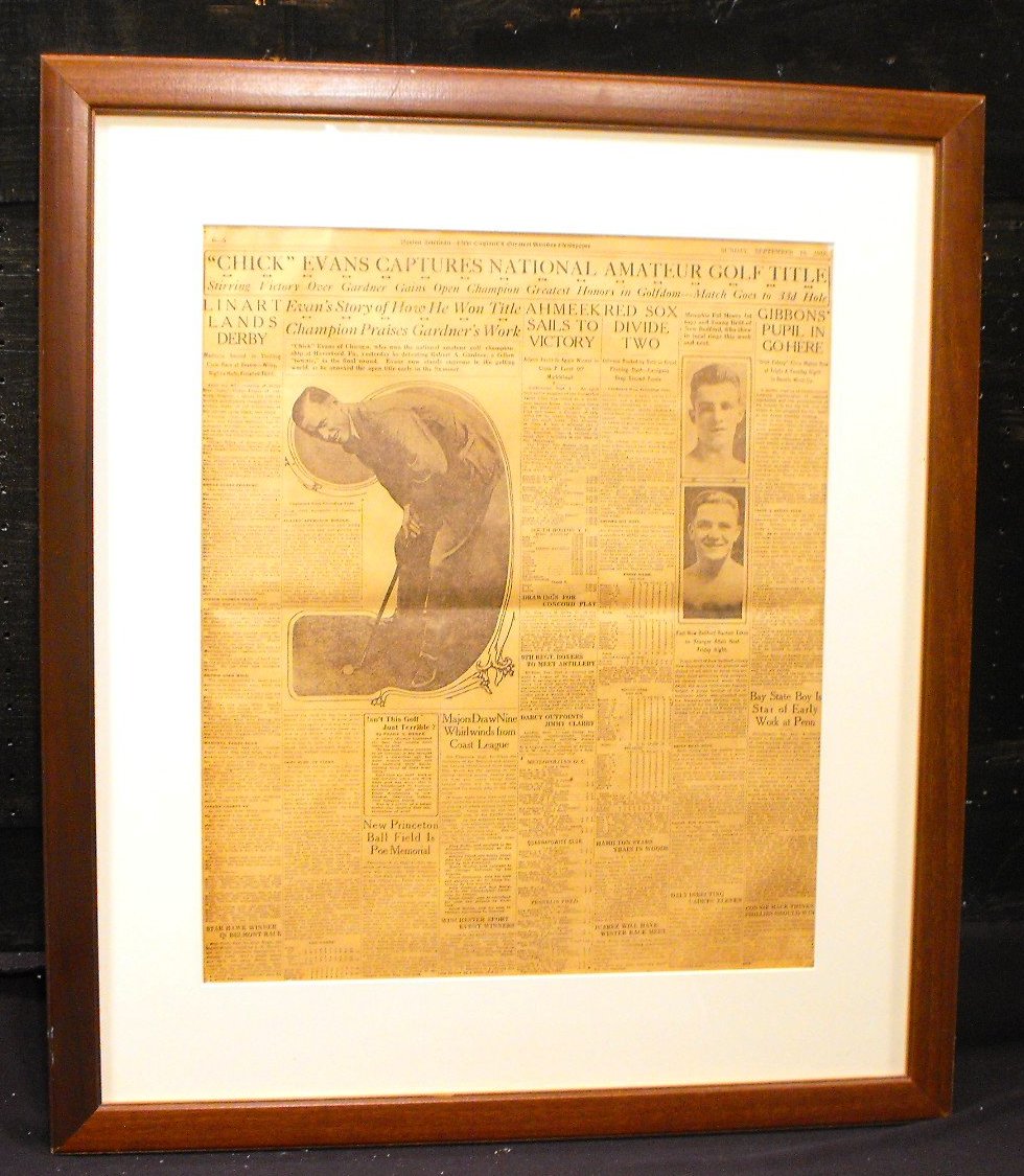 1916 Matted & Framed Golf Display and Babe Ruth/Walter Johnson Box Scores