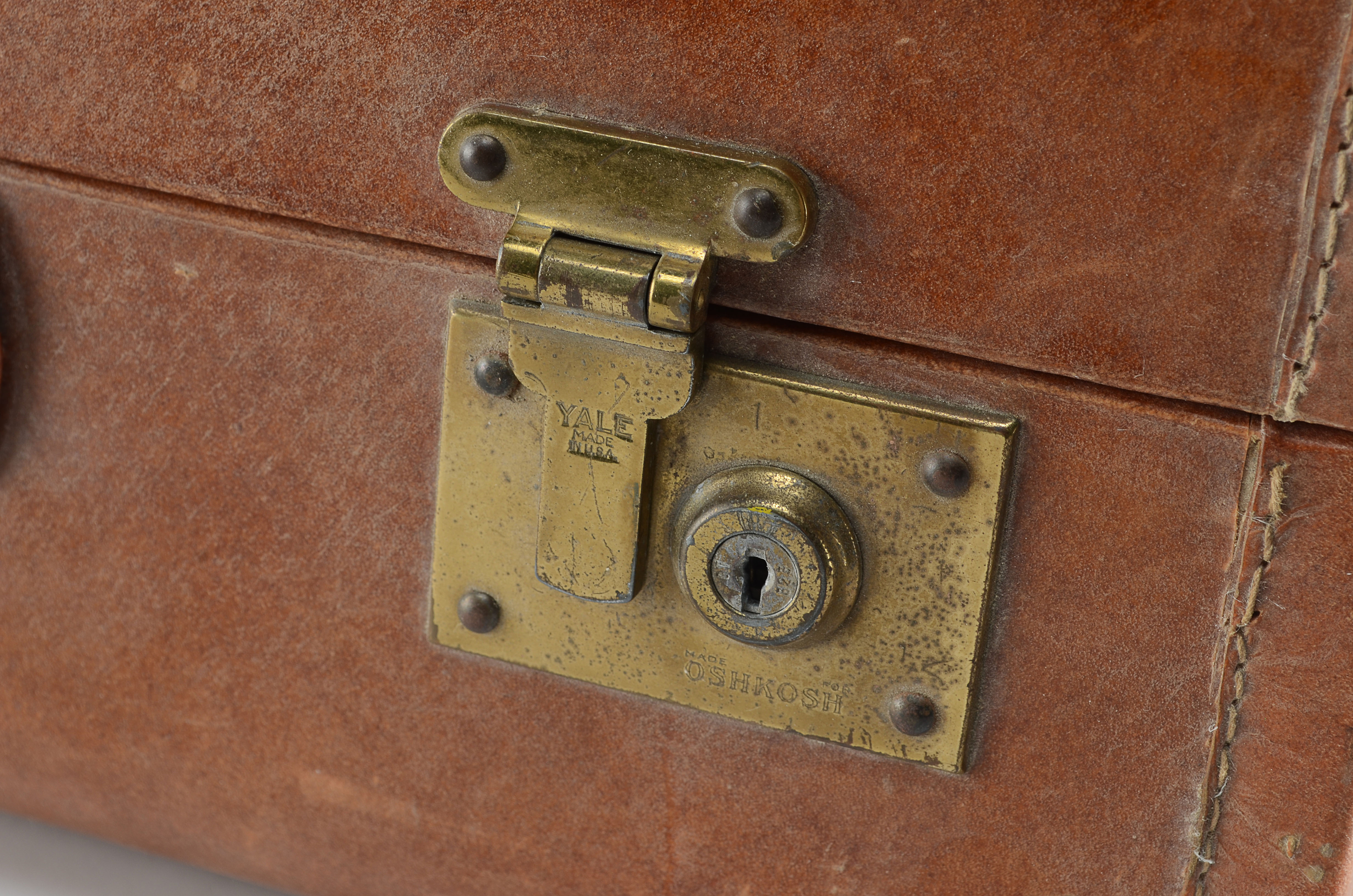 Vintage Oshkosh Leather Suitcase