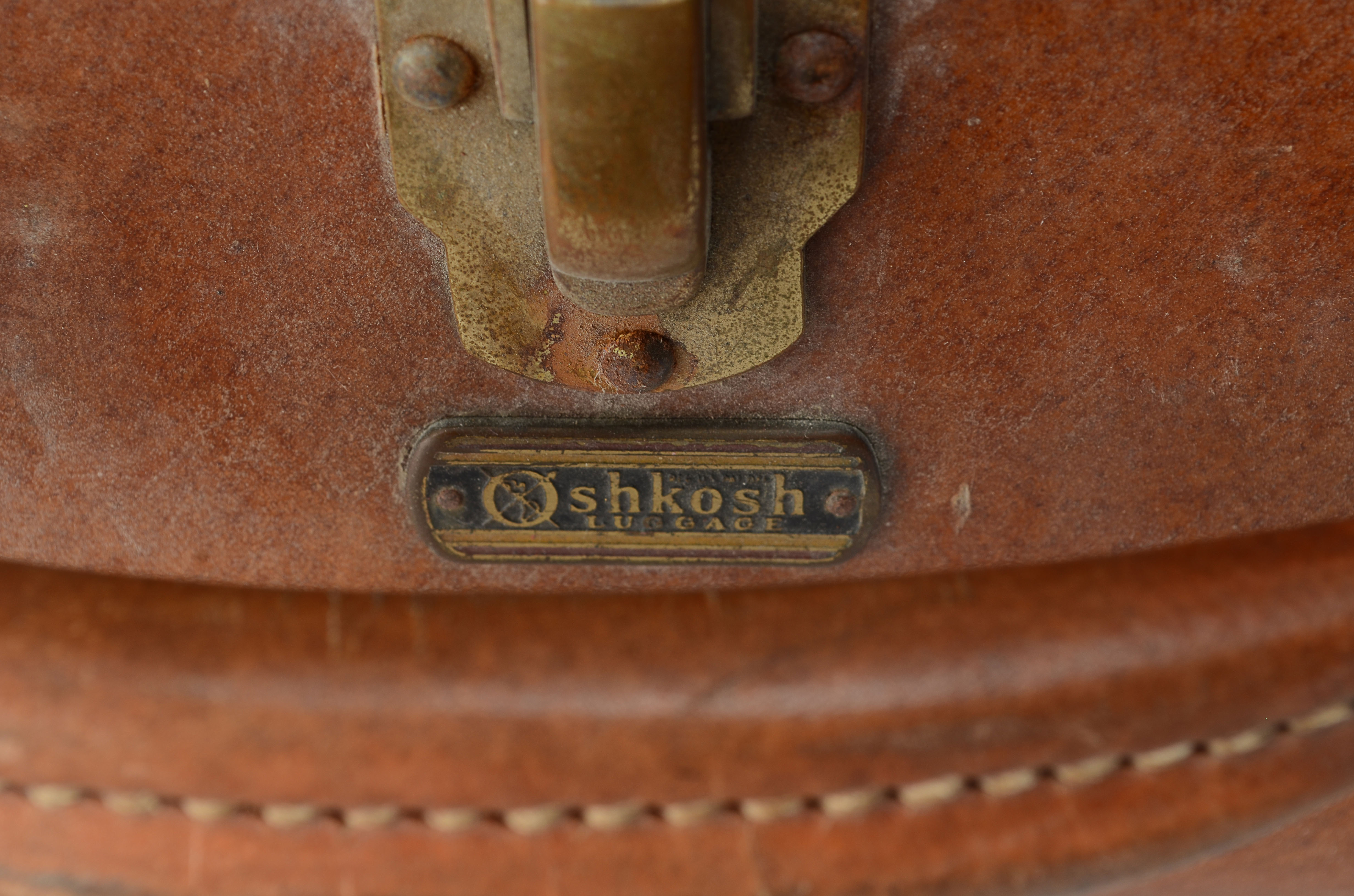 Vintage Oshkosh Leather Suitcase