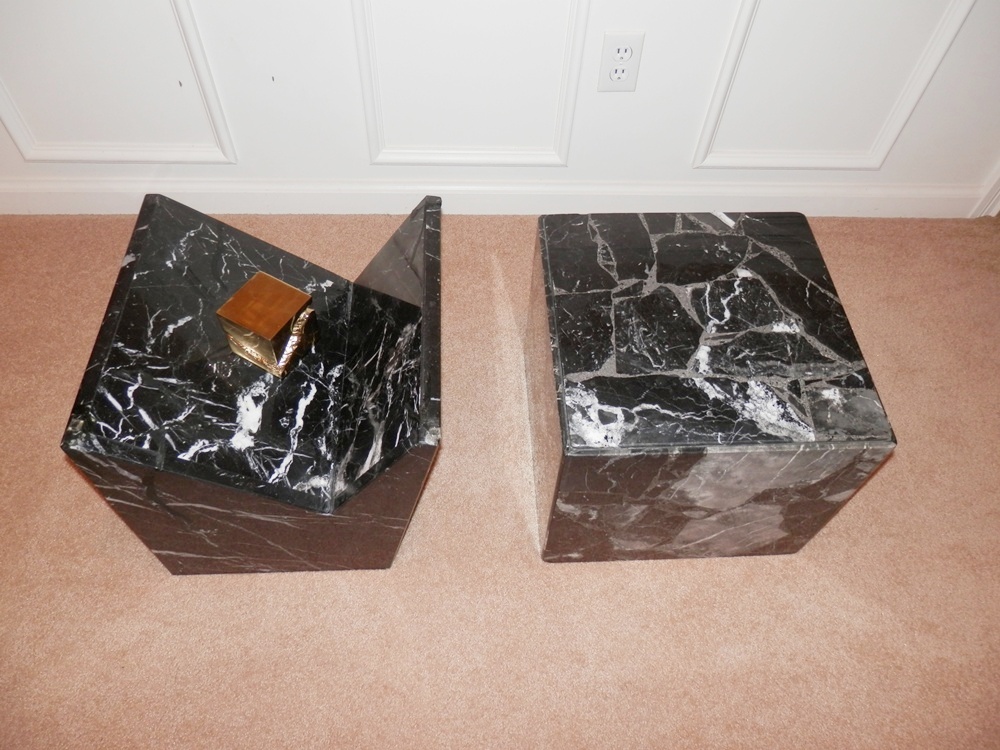 Modern Glass and Marble Coffee Table with side Table