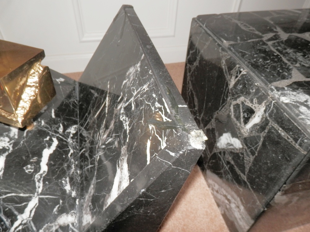 Modern Glass and Marble Coffee Table with side Table