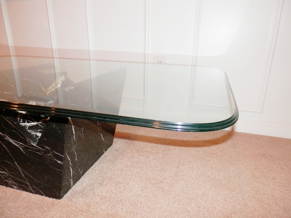 Modern Glass and Marble Coffee Table with side Table