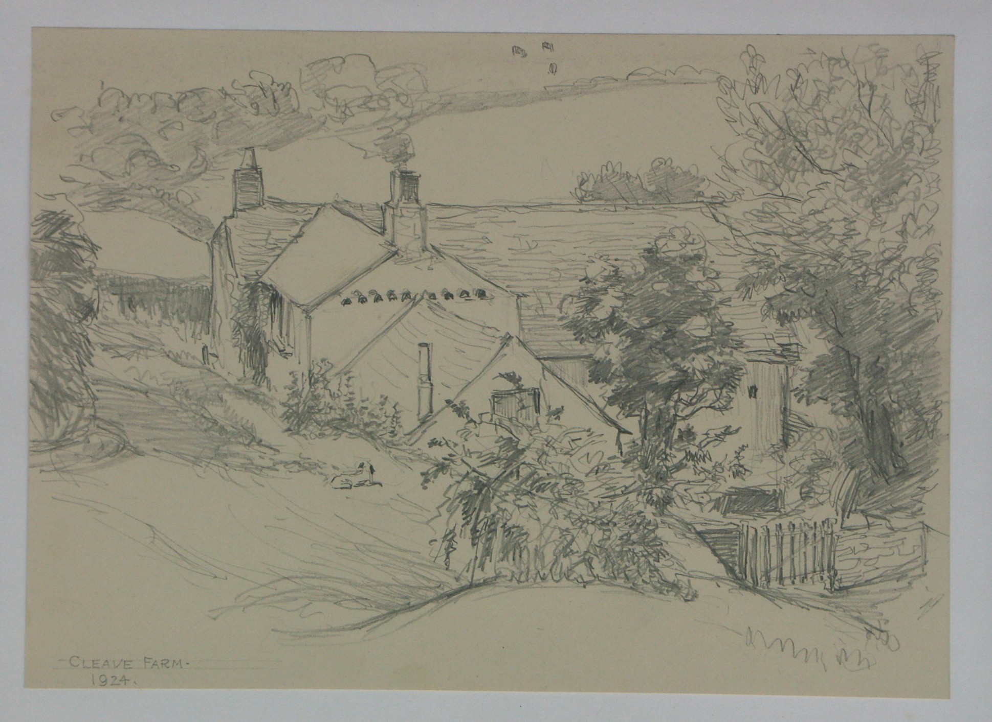 Vintage Pencil on Paper "Cleave Farm 1924"