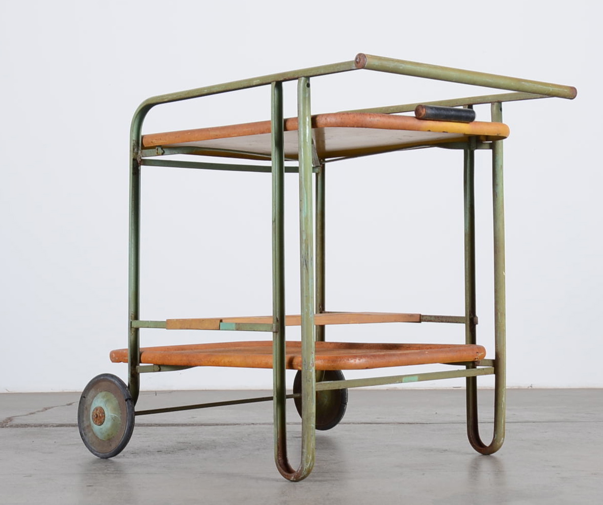 Mid Century Industrial Style Metal Rolling Cart