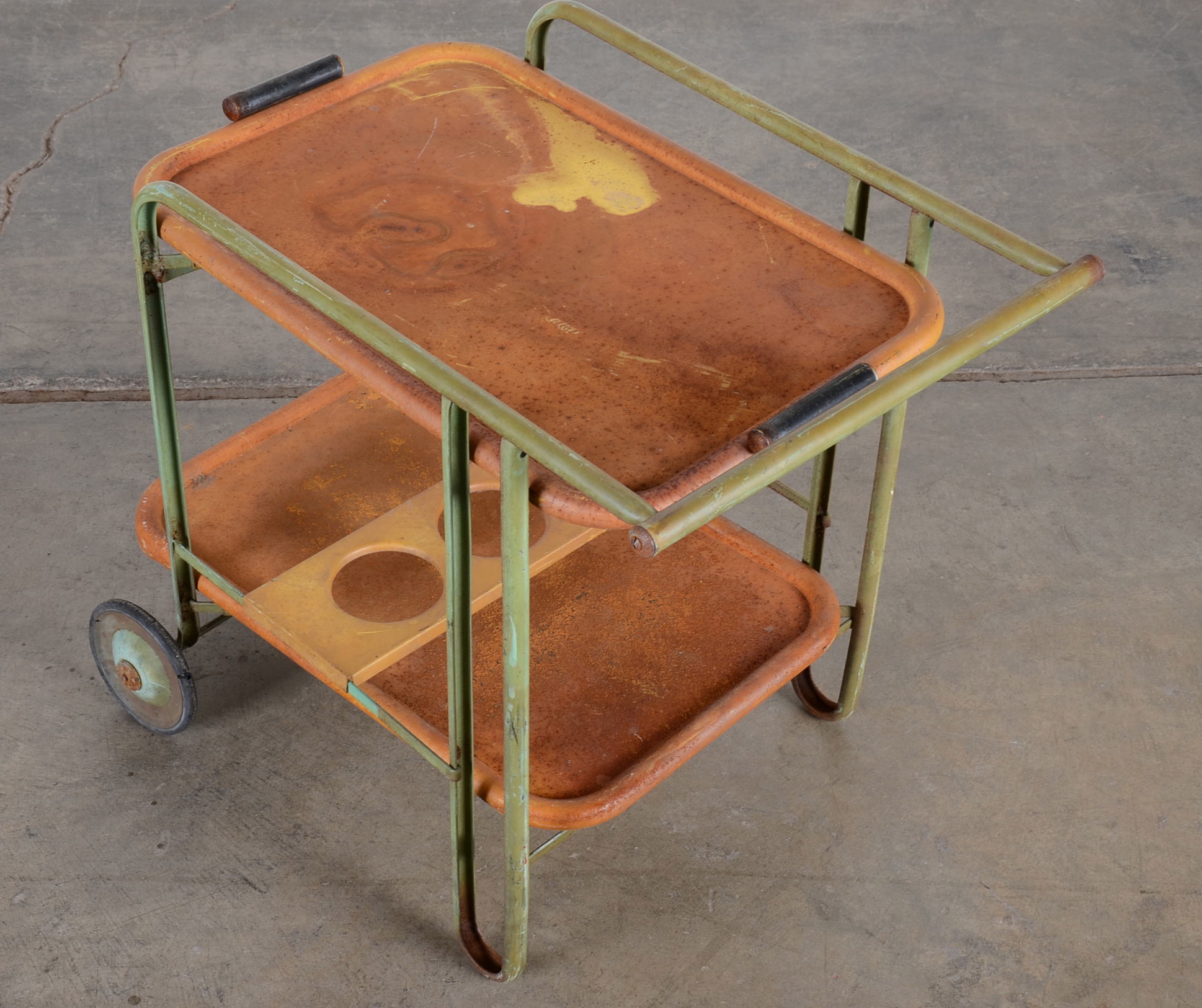 Mid Century Industrial Style Metal Rolling Cart