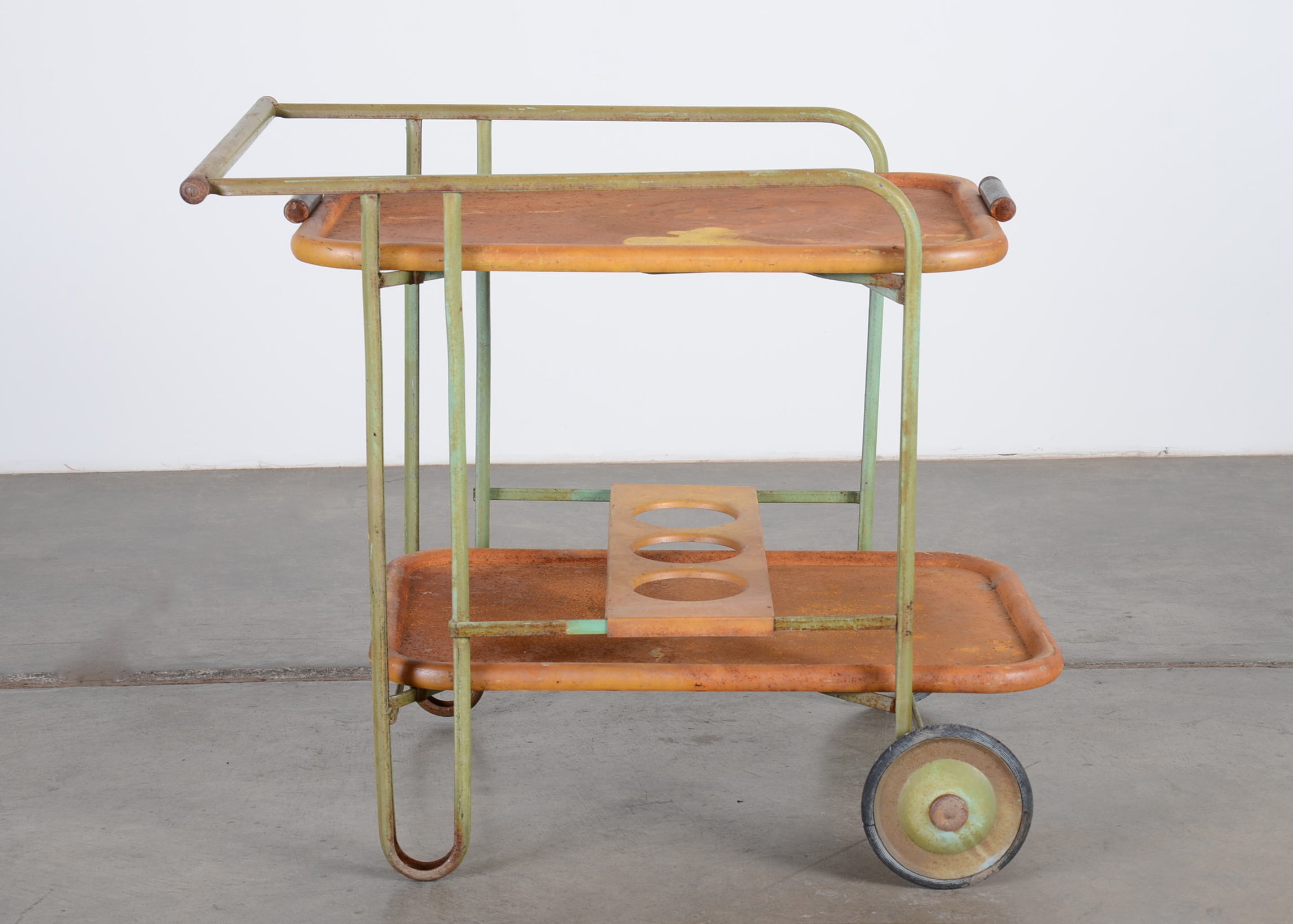 Mid Century Industrial Style Metal Rolling Cart