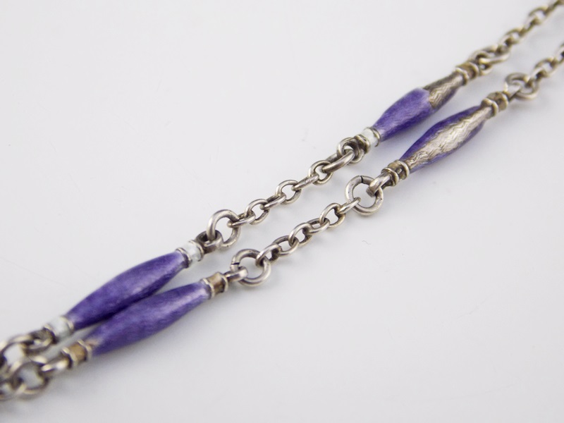 Antique Sterling and Enamel Guilloche Rolex Orb watch on Original Chain