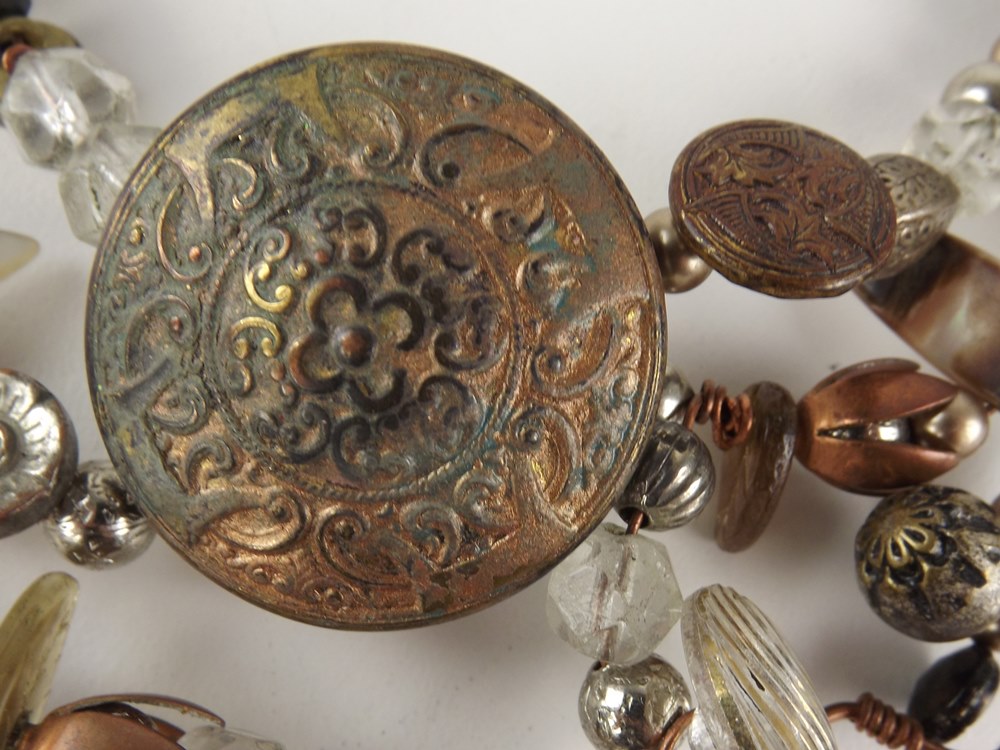 Modern Artisan Necklace on Copper Wire. 