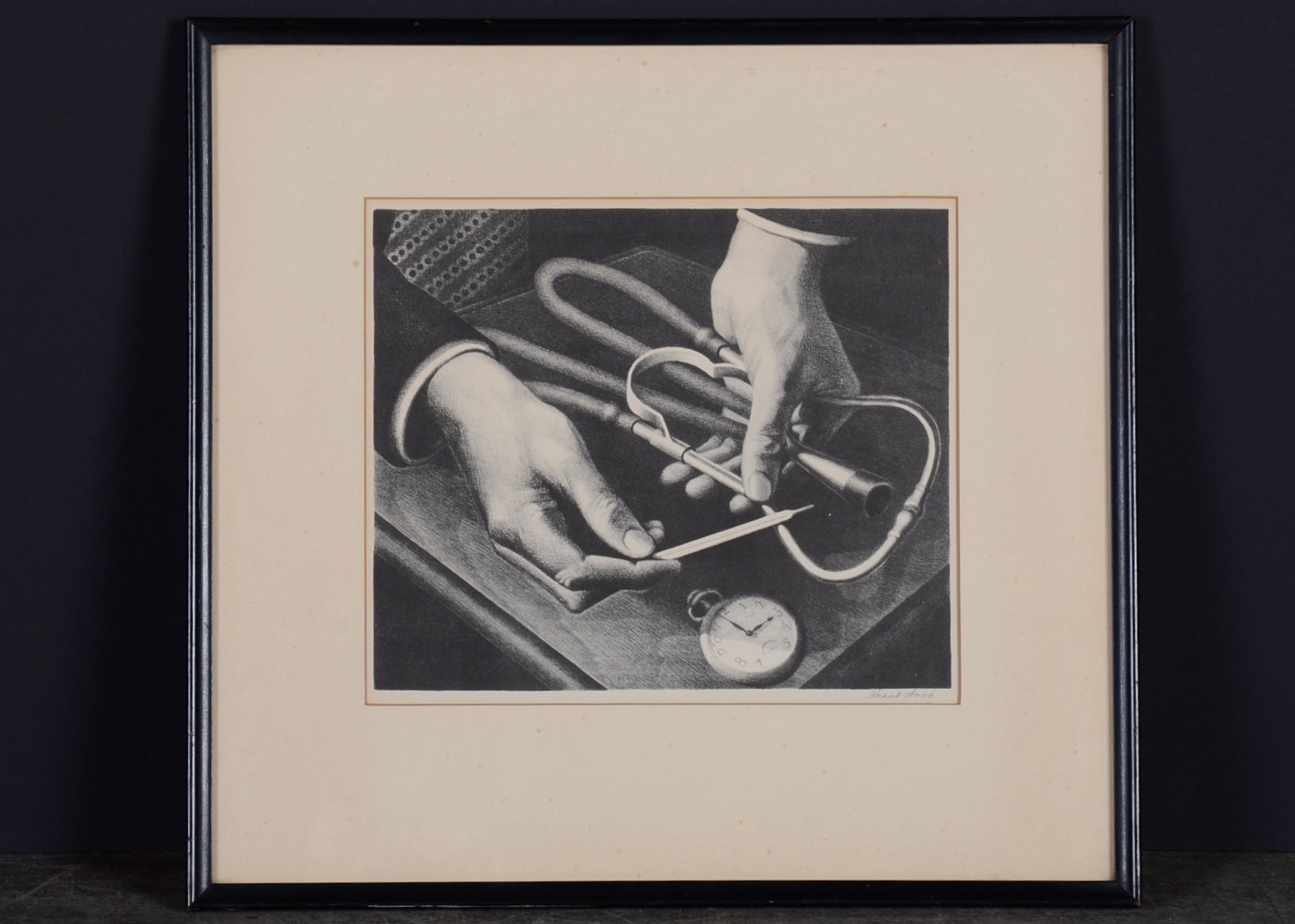 Grant Wood "Family Doctor," Photo Offset Lithography Print