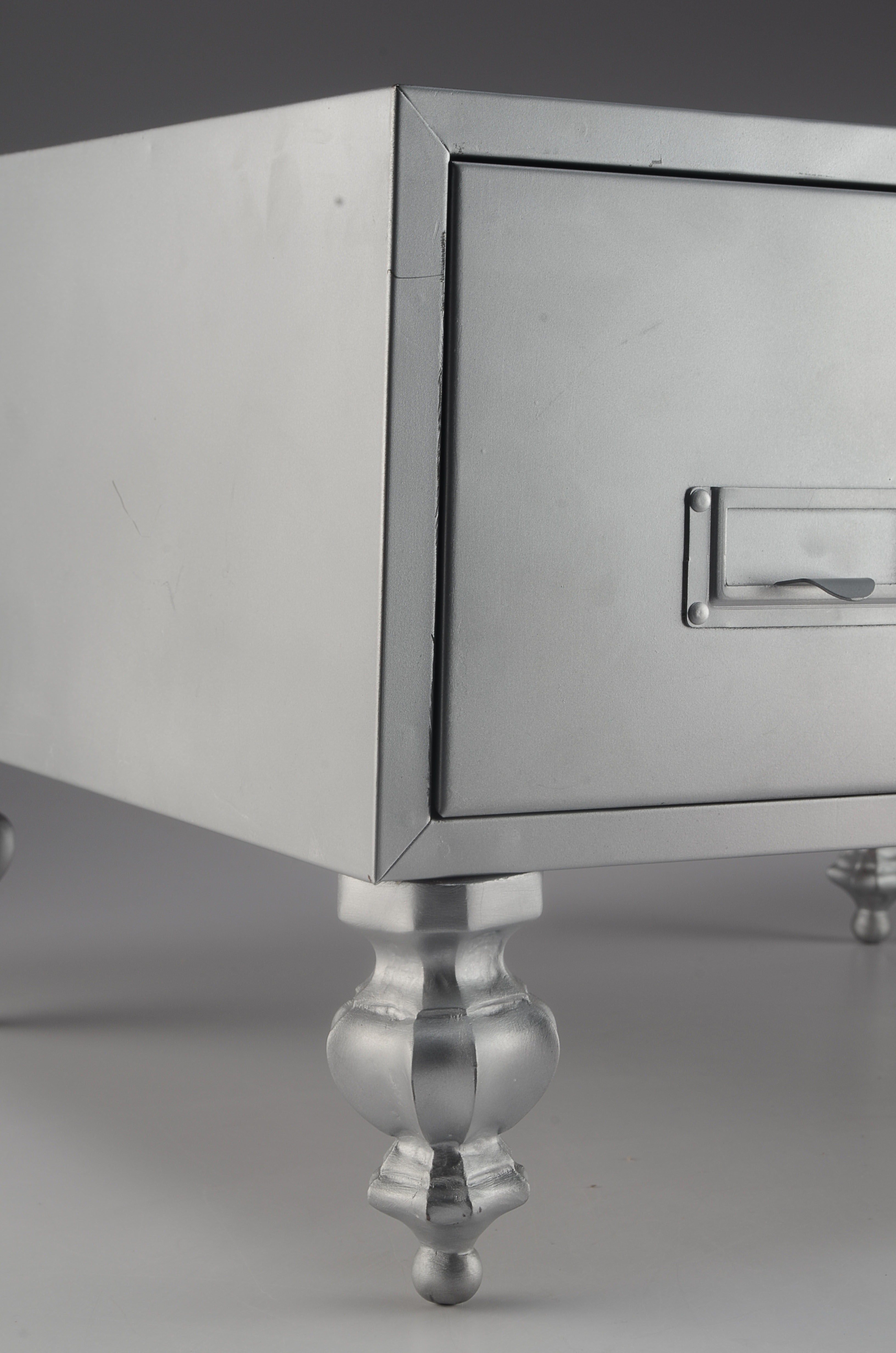 Silver Toned Card Filer on Legs