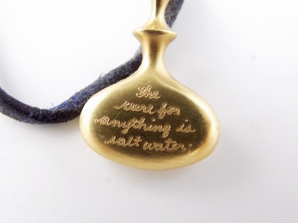 Jeanine Payer 18k Gold Pendant Necklace on Leather Cord