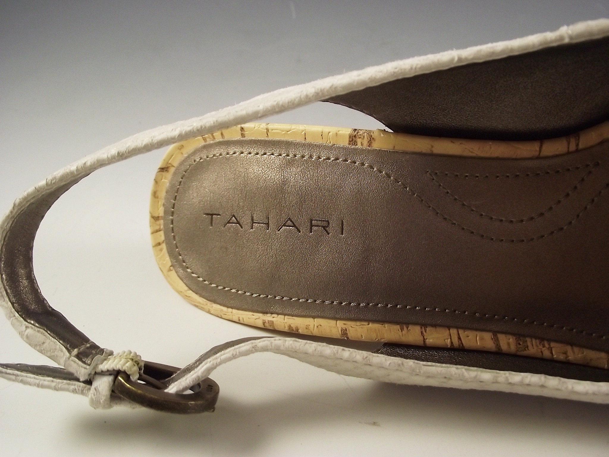 Tahari sling back leather sandals.