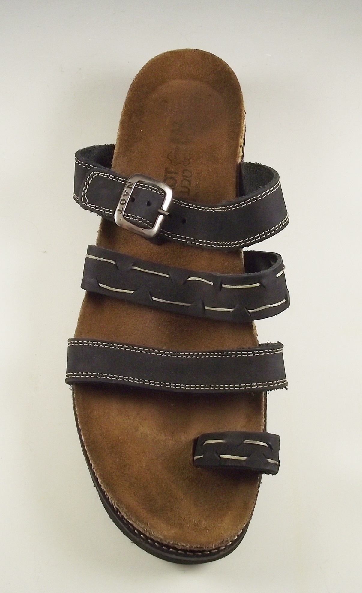 Naot Gemini black leather sandals.