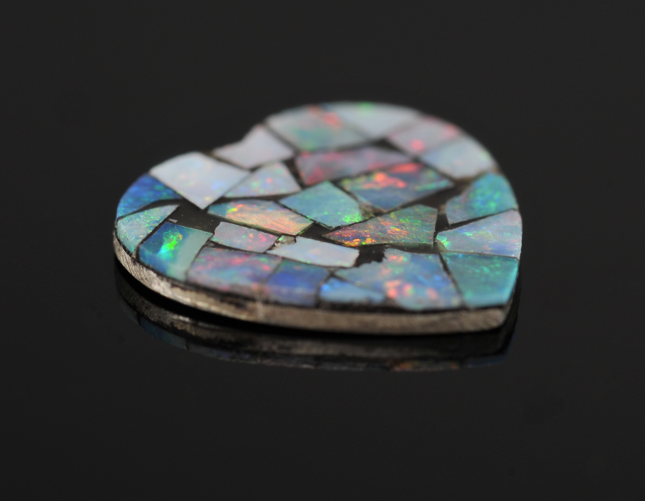 2.03 Carat Mosaic Opal Heart Shaped Stone
