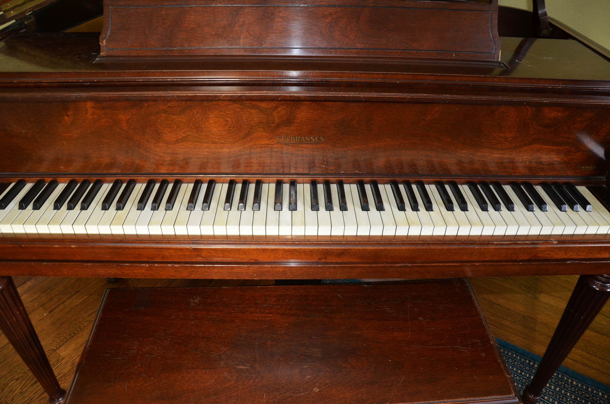 Gulbransen Company mahogany case baby grand piano.